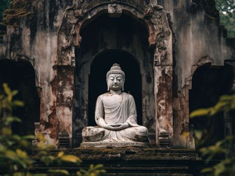 Representación 3d de la estatua de buda en la cueva Foto Gratis