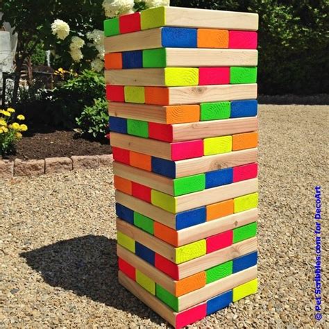 How To Make A Colorful Outdoor Giant Jenga Game Outdoor Jenga Yard