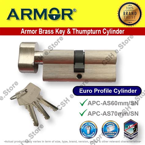 Armor Stainless Steel Euro Profile Cylinder Lock Thumbturn Key APC