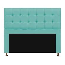 Cabeceira Estofada Damares Cm Casal Boton Suede Azul Tiffany