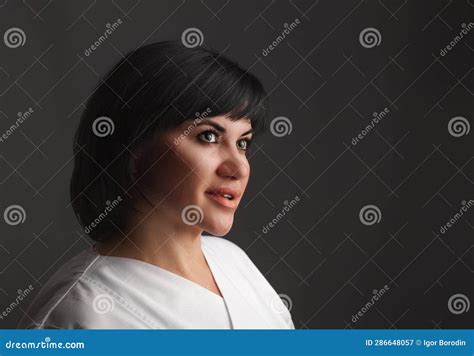 Portrait Of A Adult Beautiful Brunette Girl With Short Stylish Hair Stock Image Image Of