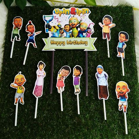 Jual Topper Cake Upin Ipin Hiasan Kue Ulang Tahun Happy Birthday