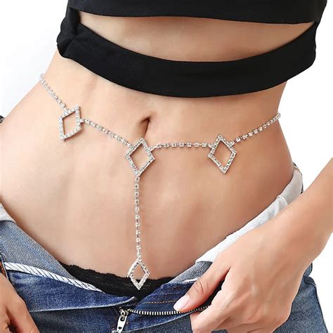 Shihan New Popular Bling Crystal Heart Shaped Belly Chain Diamond