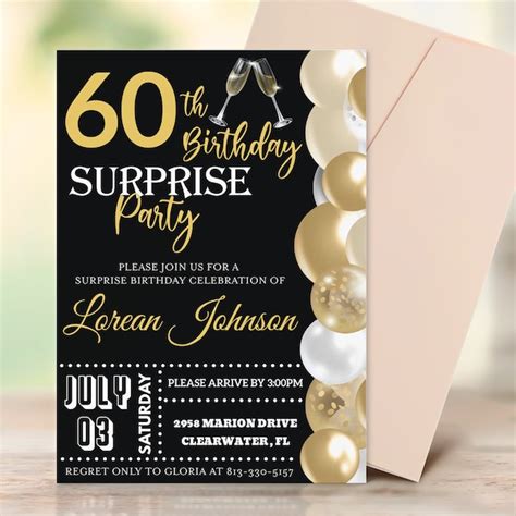 Birthday Invitation Editable 60 Etsy