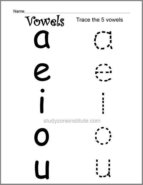 A E I O U Vowels Tracing Worksheets Printable And Enjoyable Learning