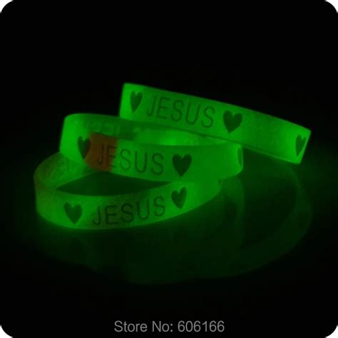 50x Heart Jesus Glow In Dark Silicone Bracelet Wristband Fashion Catholic Christian Religious