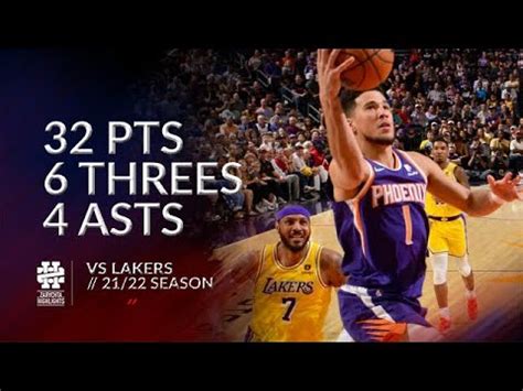 Devin Booker 32 Pts 6 Threes 4 Asts Vs Lakers 21 22 Season YouTube