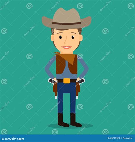 Country Western Boy Dressed As Cowboy Stock Vector Illustration Of