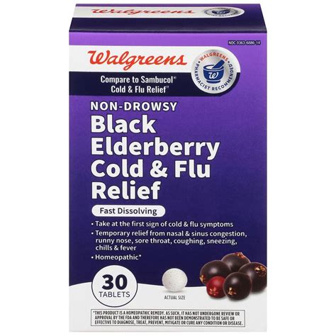 Walgreens Black Elderberry Cold And Flu Relief Tablets Walgreens