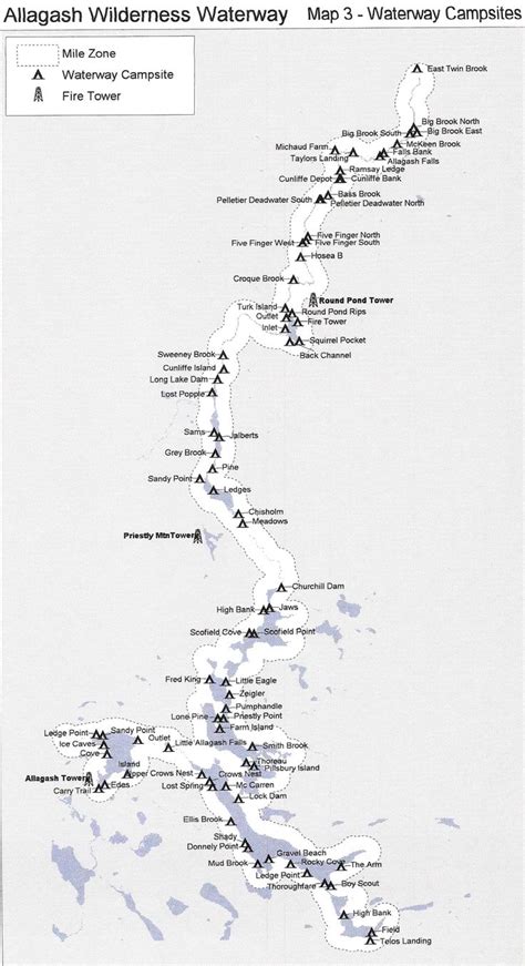 Allagash Wilderness Waterway Campsite Map Kayak Trip Canoe Trip