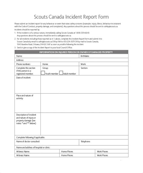 Scouts Behavioral Incident Report Form Reportform Net