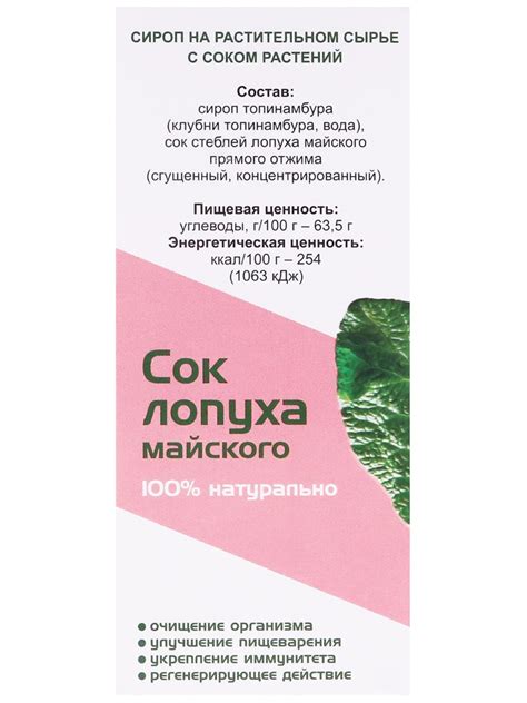 Сок листьев лопуха концентрированный, 450