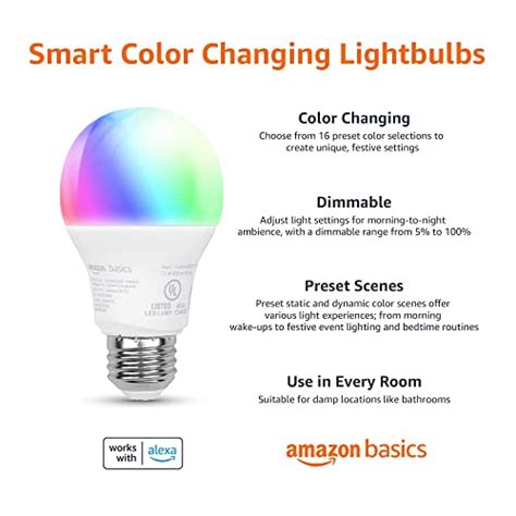 Amazon Basics Smart A19 LED Color Changing Light Bulb