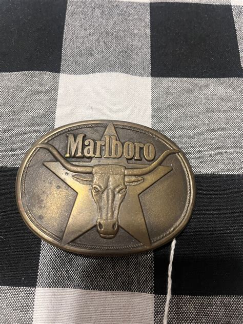 Marlboro Belt Buckle Solid Brass Philip Morris I Gem