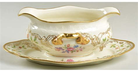 Pompadour Sanssouci Shape Gravy Boat With Attached Underplate By