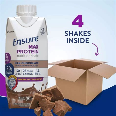 Ensure Max Protein Nutrition Shake Milk Chocolate 4 Pk Shop Diet And Fitness At H E B