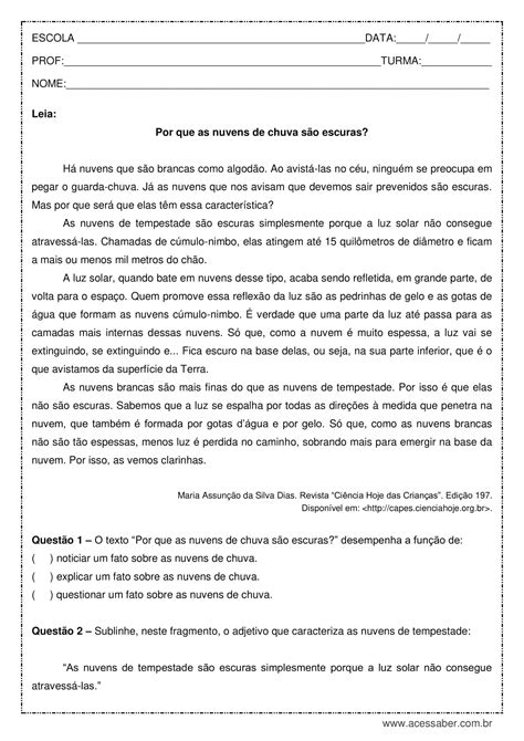 Interpretacao Textual 6 Ano RETOEDU