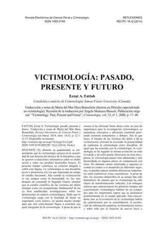 Victimologia Presente Pasado Y Futuro IAFJSR PDF