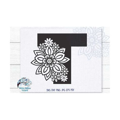 Floral T SVG, Letter T, Monogram, Letter with Flowers, Alpha - Inspire ...