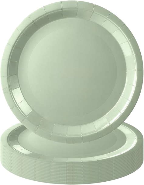 Pcs Sage Green Party Paper Plates Inch Sage Green Party Tableware