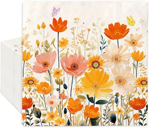 Amazon Generic Anydesign Pcs Wildflower Napkins Watercolor