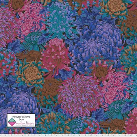 Kaffe Fassett August 2021 Collective Philip Jacobs Hokusai S Mums Pwpj107 Dark Half Yard Etsy