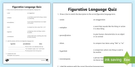 Figurative Language Quiz Twinkl English Resources