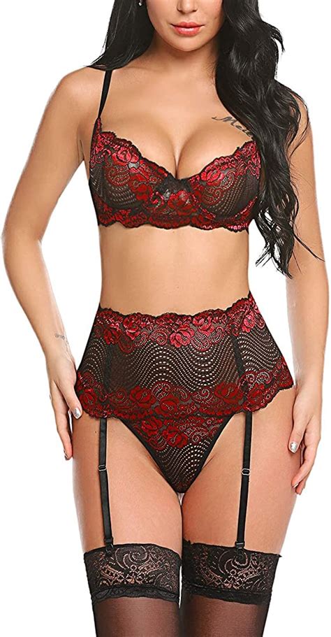 Avidlove Women Lingerie Set With Garter Belts Sexy Bra And Panty