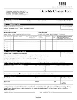 Fillable Online Benefits Change Form V Doc Fax Email Print Pdffiller