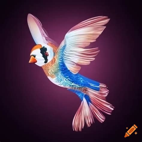 Detailed illustration of a european goldfinch bird taking off on Craiyon