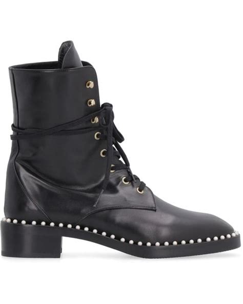 Stuart Weitzman Sondra Leather Combat Boots In Black Lyst