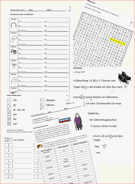 Verben Im Präteritum Präteritum Unregelmäßige Verben Kostenlose