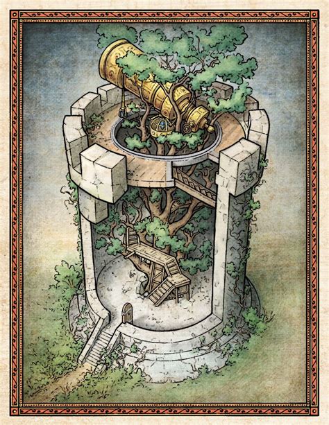 Tree Tower Cutaway Illustration Dungeons And Dragons Fantasy Map