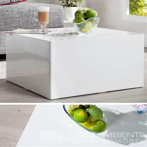 Puristischer Design Couchtisch Monobloc L Wei Hochglanz Quadratisch