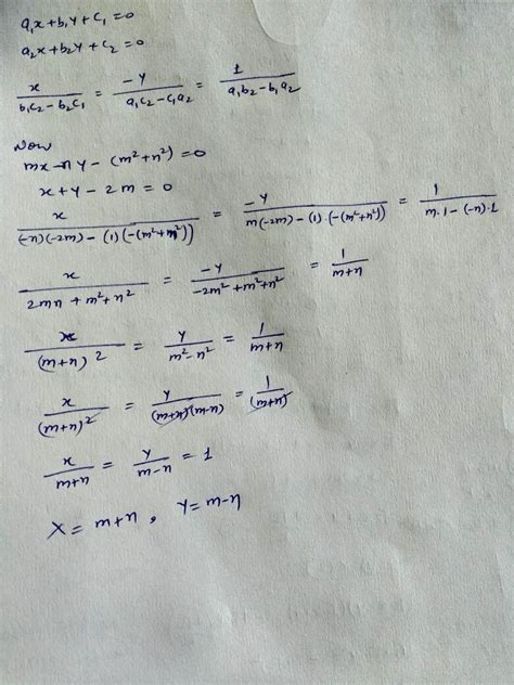 Solve The Following Systems Of Equations By The Method Of Cross Multiplication Mx Ny M 2