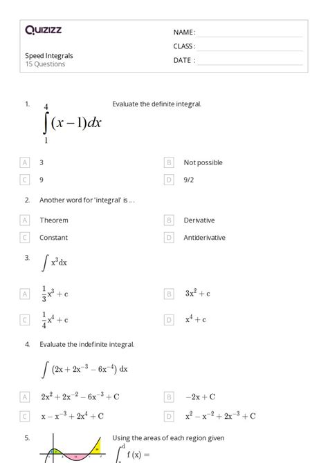 50 Integrals Worksheets For 11th Class On Quizizz Free And Printable