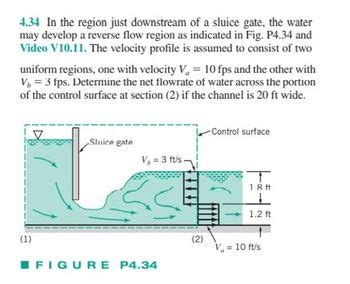 Answered 4 34 In The Region Just Downstream Of A Sluice Gate The