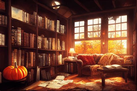 Autumn Libary Visual Novel V Tuber Zoom Call Background Etsy