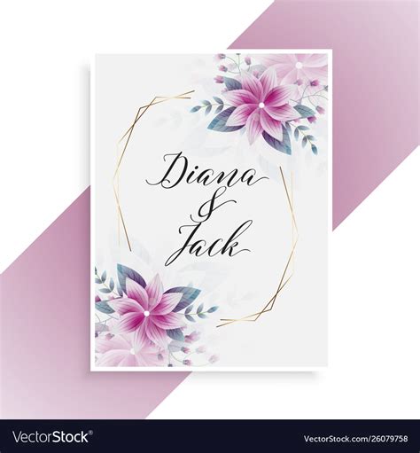 Wedding card design with floral decoration Vector Image