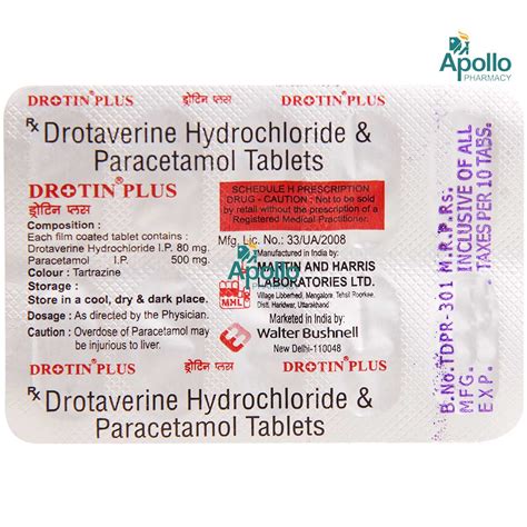 Drotin Plus Tablet S Price Uses Side Effects Composition Apollo