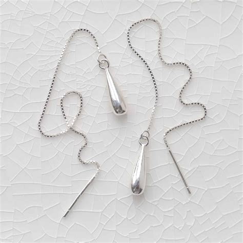 Sterling Silver Teardrop Threader Earrings Affordable Martha Jackson