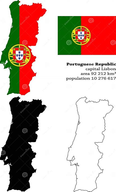 Portugal Vector Map Flag Borders Mask Capital Area And Population