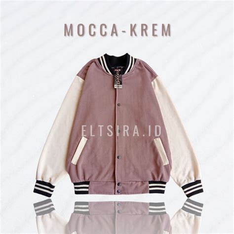 Jual Jaket Varsity Baseball Polos Jaket Kancing Zipper Jaket Mocca