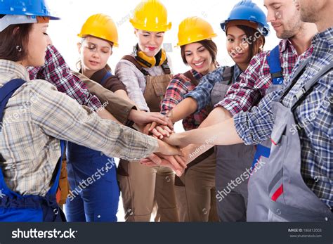 Diverse Group Construction Workers Stacking Hands Stock Photo 186812003 ... 
