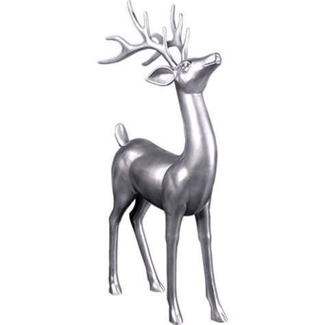 Silver Reindeer Standing Life Size Statue Christmas Props Life Size