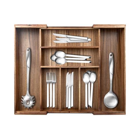 Wood Kitchen Drawer Organizer Silverware Organizer Utensil Cutlery Tray