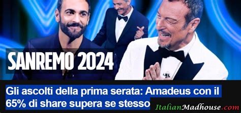 Ascolti Tv Prima Serata Sanremo Amadeus Supera Se Stesso E Fa