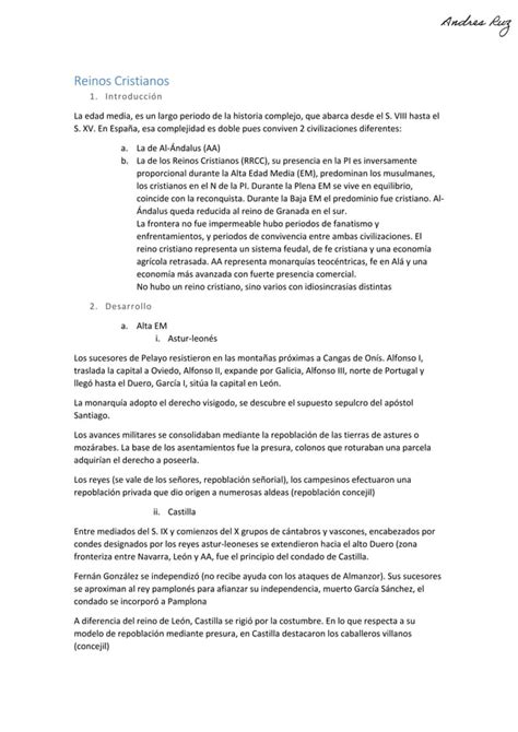 Reinos Cristianos Segundo De Bachiller PAU PDF