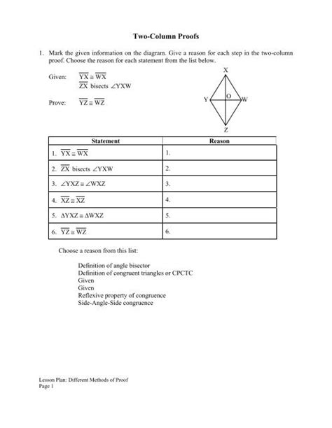 Two-Column Proof in Geometry | Definition, Elements & Examples ...