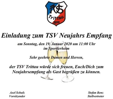 Der Tsv Trittau L Dt Am Januar Zum Neujahrsempfang